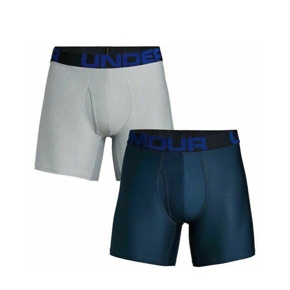 Under Armour Mens UA Tech Boxerjock Underwear 6" Inch 2 Pack Size 5XL Blue Gray